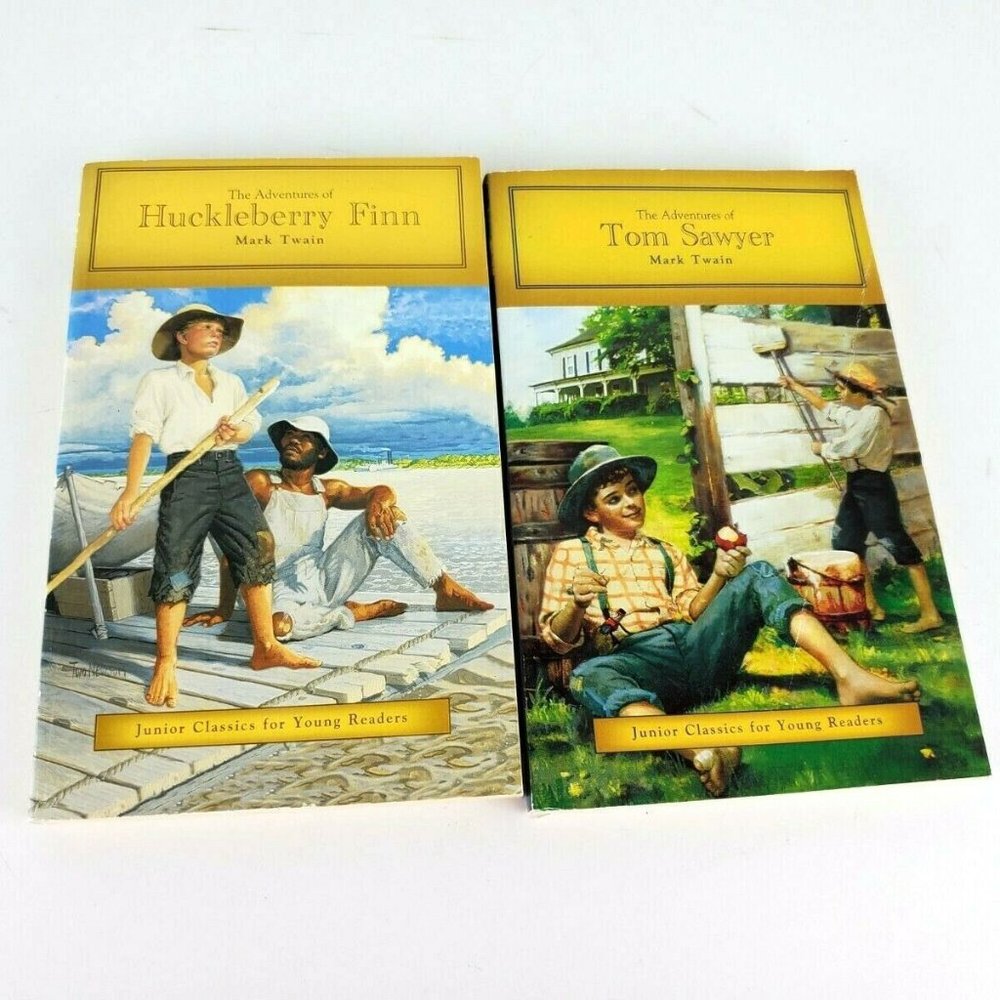 2 Junior Classics for Young Readers by Mark Twain Tom Sawyer & Huckleberry Finn